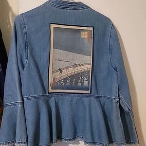 Tommy Bahama jean jacket, peplum style Summer, fall  Japanese art 🔥